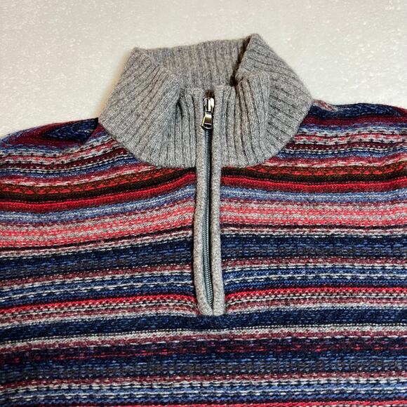 Gianetti Men's 1/4 Zip Pullover Sweater Size Large Wool Blend Multicolor Preppy - Picture 3 of 7